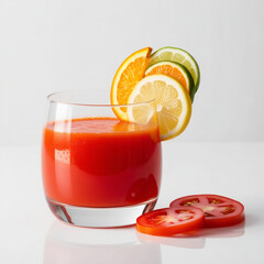 Fresh tomato juice in glass 