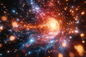 Bright spiral galaxy with many stars.
