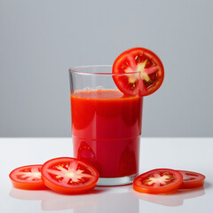 Fresh tomato juice in glass 