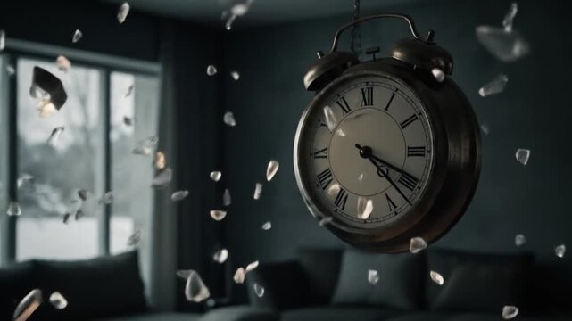 Vintage Alarm Clock Survives Fiery Blast as Glass Fragments Fly in Slow Motion