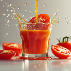 Fresh tomato juice in glass 