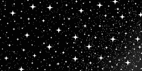 Black and white starry night background with a dense star pattern