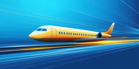 High-Speed Aircraft Flying Through Abstract Lines, Representing Modern Air Travel Technology