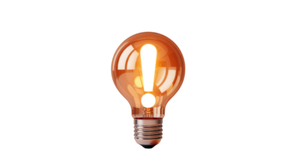 Illuminated Lightbulb with Exclamation Mark - Idea, Warning, Alert Concept