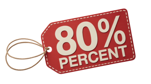 Red Tag with 80% Discount - Sale Label Graphic