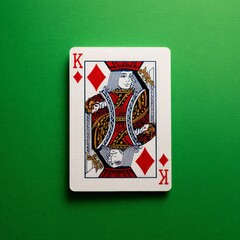 Pixel Art King Of Diamonds Playing Card On Green Background