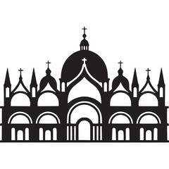 Black silhouette of st. mark's basilica on transparent background