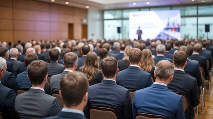 Obraz premium Audience attending professional business conference or seminar in formal attire.