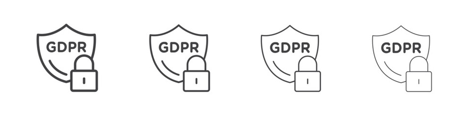 GDPR shield icon concept Linear Pictogram. Simple element illustration.