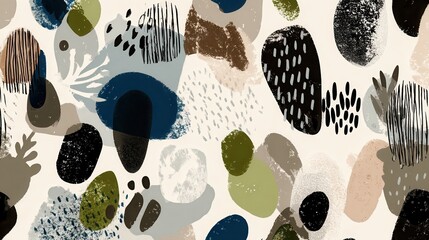 seamless abstract mixed media pattern with geometric shapes on light background. seamless abstract polka dot pattern with grunge textures in navy and sage