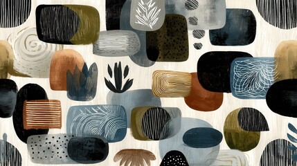 seamless abstract mixed media pattern with geometric shapes on light background. seamless abstract polka dot pattern with grunge textures in navy and sage
