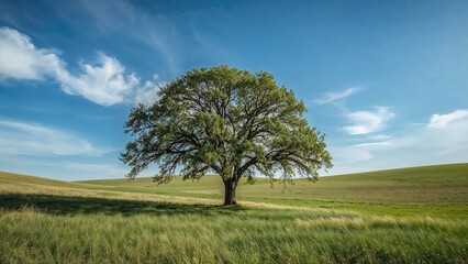 Obraz premium Solitary Tree Standing in the Open Prairie