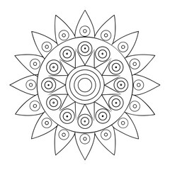 Circular Mandala with Repeating Oval and Swirl Patterns Coloring Page