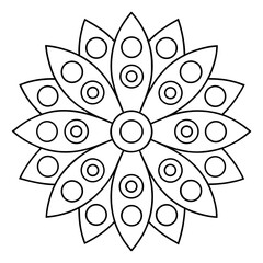 Circular Mandala with Repeating Oval and Swirl Patterns Coloring Page