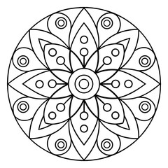 Circular Mandala with Repeating Oval Shapes Coloring Page