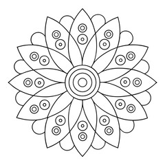Circular Mandala with Repeating Petal Shapes Coloring Page
