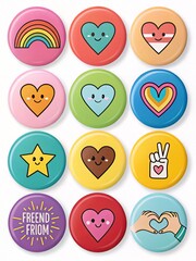 Fototapeta premium Celebrate Friendship Day With These Adorable And Colorful Heart Shaped Friendship Day Badges For All Your Best Friends