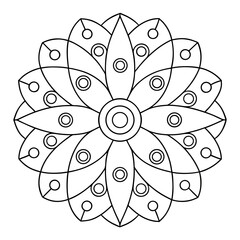 Circular Mandala with Repeating Petal Shapes Coloring Page