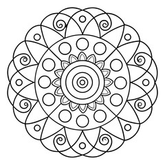 Circular Mandala with Repeating Rectangle Shapes Coloring Page