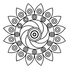 Circular Mandala with Repeating Rectangle Shapes Coloring Page
