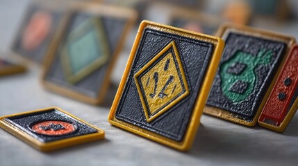 Close-up of colorful, textured game tokens