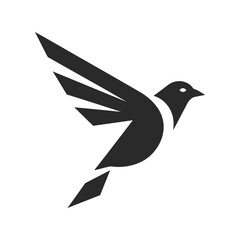 Minimalist Black Flying Bird with Geometric Wings Logo Vector