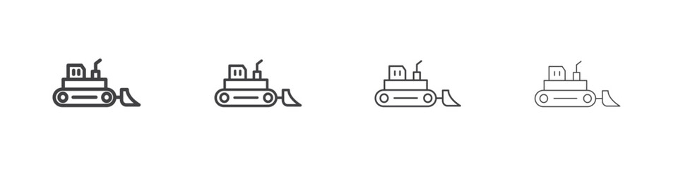 Bulldozer icon concept Linear Pictogram. Simple element illustration.
