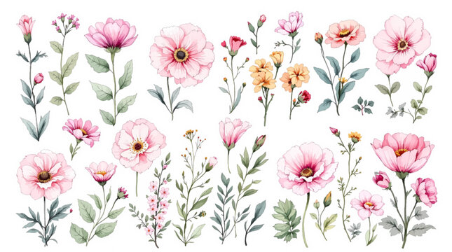 A seamless floral pattern design featuring a beautiful spring bouquet of pink and white tulip blossoms with green leaves on a white nature background for an elegant vector illustration