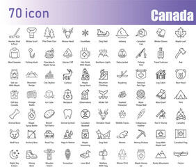 Canada Outline Icons, 70 Vector Elements Isolated on White Background.