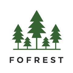 FOFREST Evergreen Pine Tree Forest Logo, Outdoor Adventure and Nature Vector Graphic Design Concept