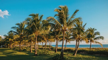 Obraz premium Verdant space adorned with palms