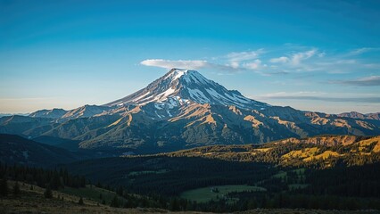Naklejka premium Faraway mountain top clearly observable