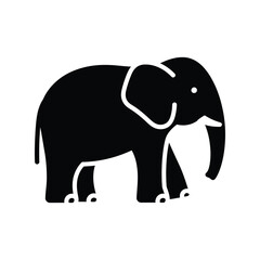 Side View Black Elephant Vector Illustration, Majestic Safari Wildlife Animal, Large Mammal Graphic Design Icon