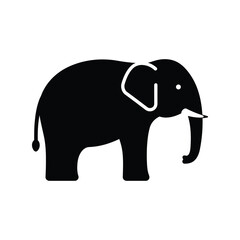 Side View Black Elephant Vector Illustration, Majestic Safari Wildlife Animal, Large Mammal Graphic Design Icon