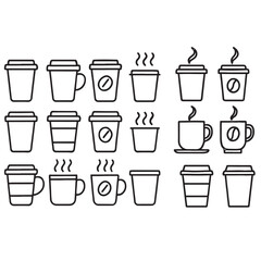 Coffee cup icon set. vector illustration