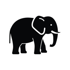 Side View Black Elephant Vector Illustration, Majestic Safari Wildlife Animal, Large Mammal Graphic Design Icon