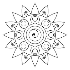 Circular Mandala with Repeating Sun Shapes Coloring Page
