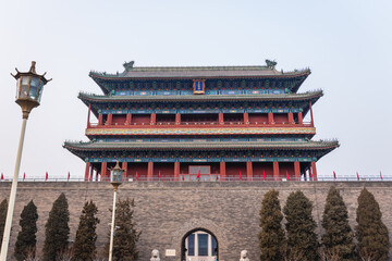 Fototapeta premium Zhengyangmen gate house - part of the ancient city walls in Beijing, capital city of China