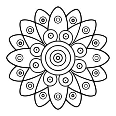 Circular Mandala with Repeating Wave Shapes Coloring Page