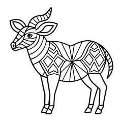 Geometric Eland Filled with Tribal and Mandala Patterns Coloring Page