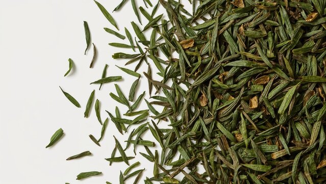 Herbal loose leaf green tea with rooibos needles