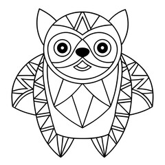 Geometric Sloth Filled with Tribal and Mandala Patterns Coloring Page
