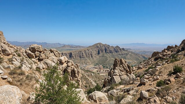 Breathtaking landscape featuring rugged rock formations from a majestic mountain in a renowned ancient site during summer