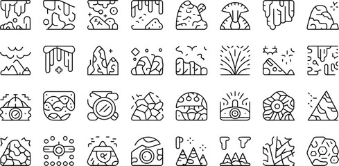 Diverse collection of stylized mountain and geological formations, perfect for nature themes