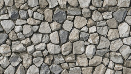 Ancient-style stone wall featuring irregular grey cobblestones