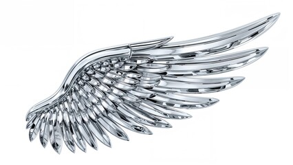 Shiny silver wing of an angel. Emblem of freedom fairy.