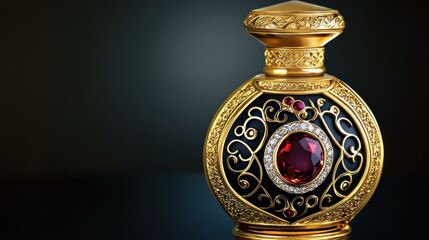 Ornate Golden Perfume Bottle