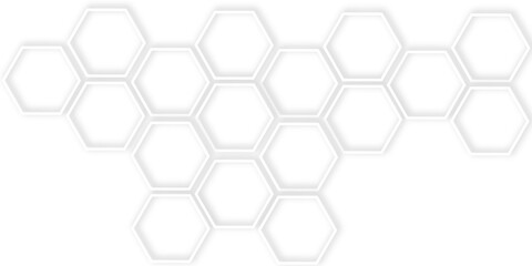 Abstract white hexagons with subtle shadows, clean, modern background featuring a repeating pattern creating a three dimensional effect.	