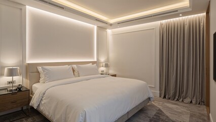 Newly designed double bed room showcasing light and spacious architecture