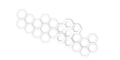 Abstract white hexagons with subtle shadows, clean, modern background featuring a repeating pattern creating a three dimensional effect.	